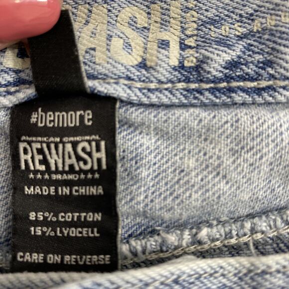 Rewash Wide Leg Jeans Junior Size 11 Acid Wash Denim Crop Classic Rise Distress - Picture 5 of 12